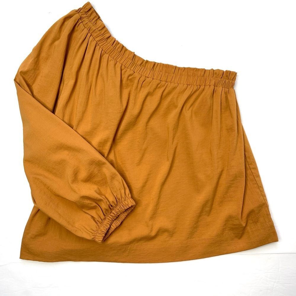 Evereve Shane One Shoulder Top Burnt Gold Size Large - Picture 3 of 12